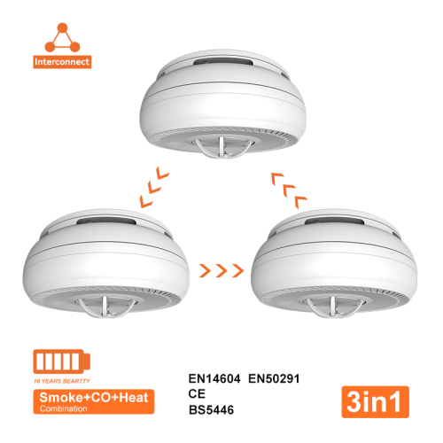 AJ-962SCTU4 Wireless Interconnection Smoke,Heat and Carbon Monoxide 3 in1 Alamm